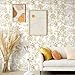 Reqfen Floral Peel and Stick Wallpaper White and Gold Vintage Floral Wallpaper Leaf Removable Self Adhesive Contact Paper for Cabinets and Walls Vinyl Rolls 78.7