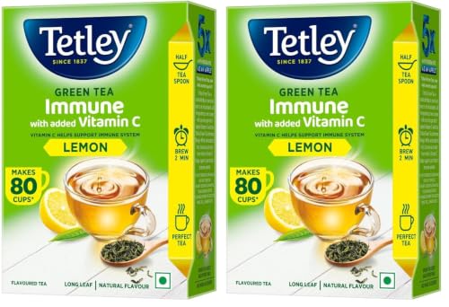 Image of Tetley Long Leaf Green Tea, Lemon, 100g (Pack of 2)