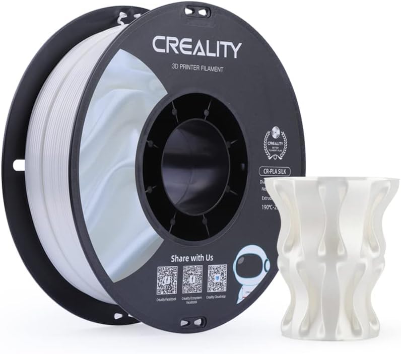 3idea CR Silk Filament, PLA 3D Printer Filament 1.75mm, Silk Shiny PLA Filament +/-0.02mm, 1KG/2.2lb, White-image-42