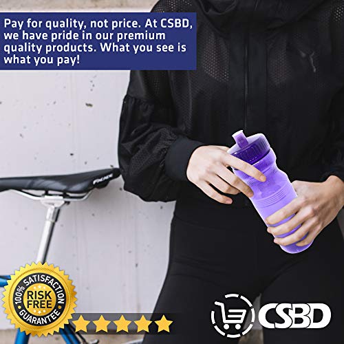 Csbd Clear 24 Oz Sports Water Bottles, 10 Pack, Blank For Customized Branding, No Bpa Food Grade Plastic For Fitness, Hiking, Cycling, Or Gym Workouts, Made In Usa (Purple, 10 Pack) #TOP3