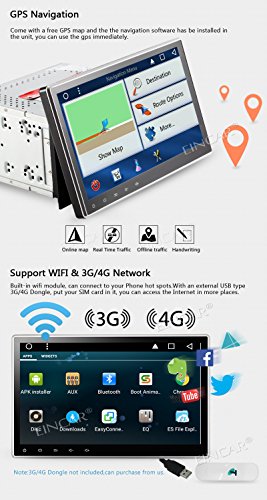 10.1" Universal Android 7.1 Nougat System 2GB Car Stereo Head Unit 2 Din Car GPS Navigation Touch Screen Bluetooth 1080P Video Music Car Radio Audio System with Mirrorlink WiFi USB Support DVR OBD2 - Thumbnail 5