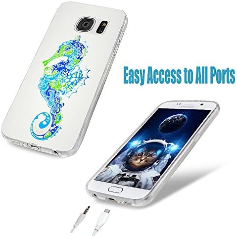 ChiChiC S7 Case,Galaxy S7 Case,360 Full Protective Anti Scratch Slim Flexible Soft TPU Gel Rubber Clear Cases Cover with Design for Samsung Galaxy S7,Blue Green Cute Cartoon Animal Sea Horse