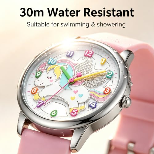 Image of Bisley Children Watch Cute Unicorn Dial Silicone Strap Watch | Arabic Numerals Easy to Read Analog Wrist Watch