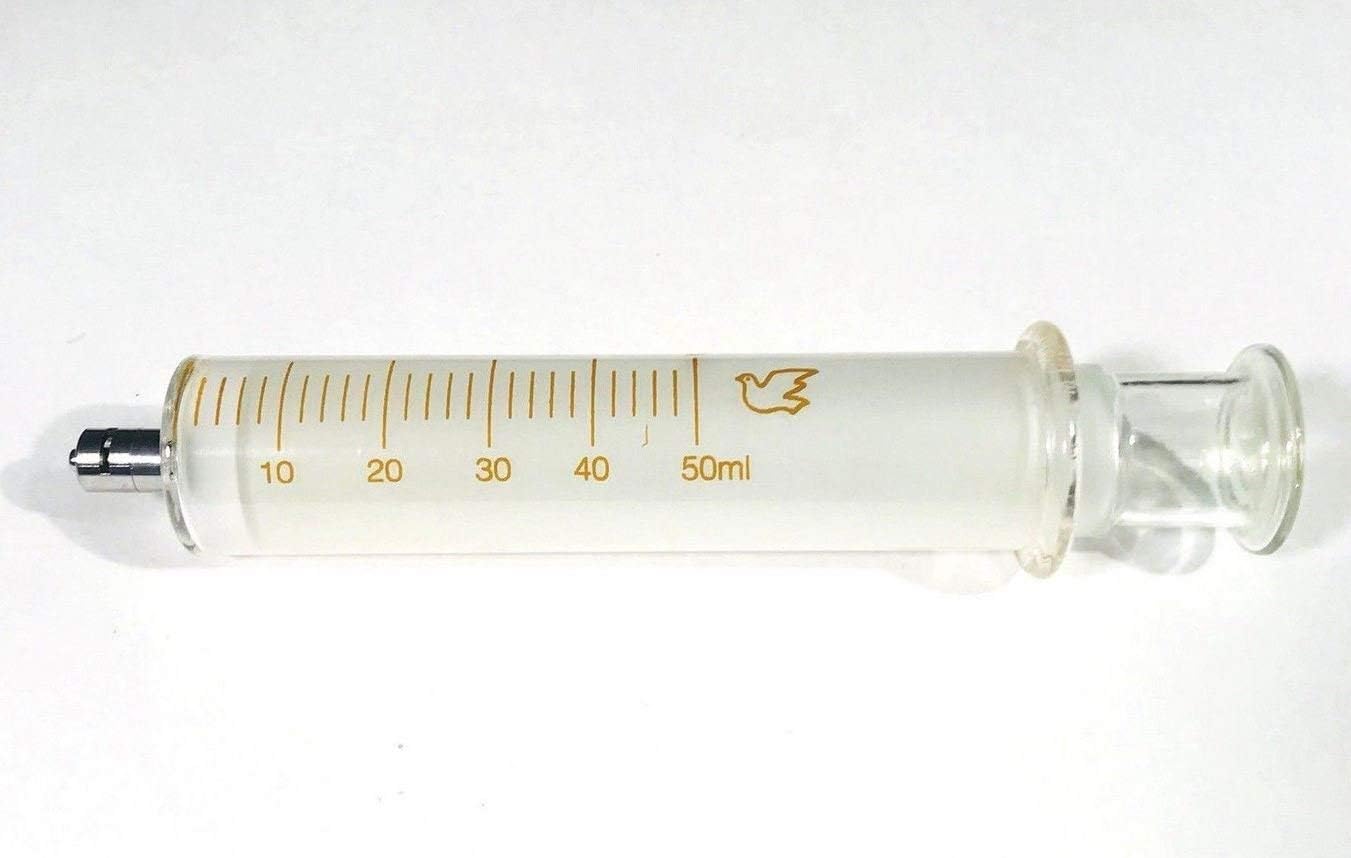Gufastoe 1 Pack Glass Syringes with Caps 50cc/ml for Laboratory