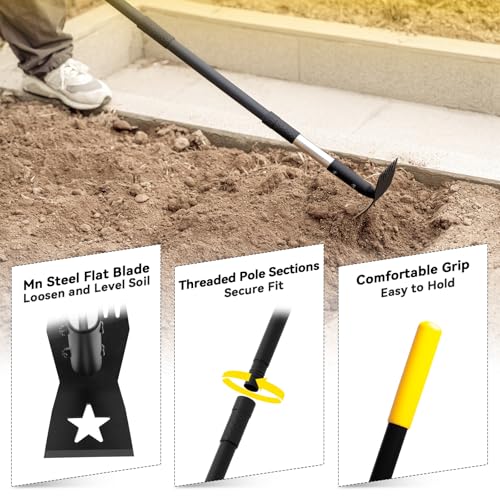 BlumeTrec Weed Puller Tool with Long Handle 68\", 2-in-1 Manual Weeds Remover, Heavy Duty Weed Rake and Garden Hoe Combo, Stand Up Weeder Uprooting Weeding Pull Tool for Garden Yard Lawn Patio - Thumbnail 5