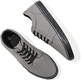 BENPAO Mens White Casual Shoes All Black Fashion Sneakers for Men Low Top Lace Up Canvas Shoes(Dark Grey,us10)