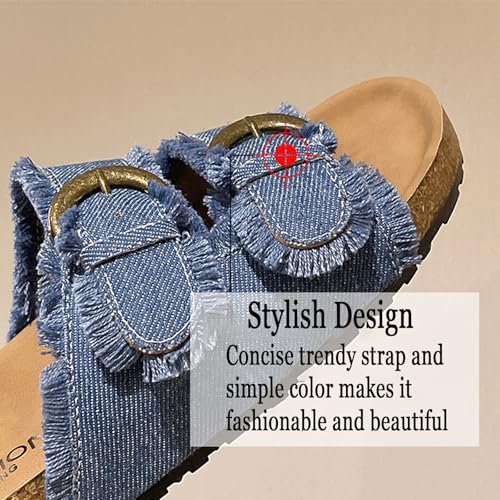 Women's Cork Footbed Slide Sandal Comfortable Adjustable Double Buckle Arch Support Summer Flat Sandals for Women Footwear4