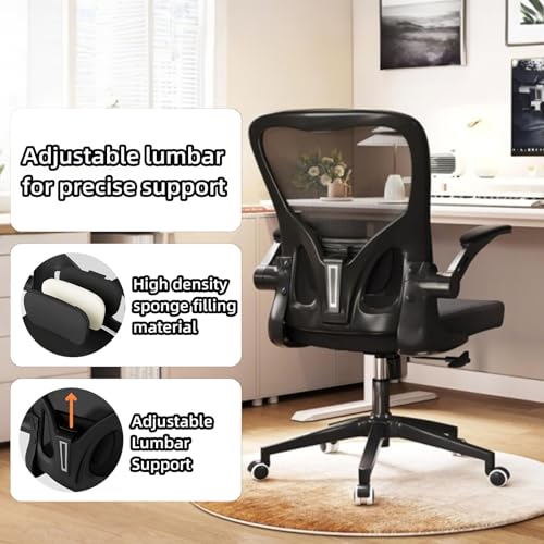 Image of Ergonomic Office Chair, High-Back Mesh Computer Desk Chair with Adjustable Height, Lumbar Support, Flip-Up Armrests,and Swivel Rolling Design for Home and Office Use