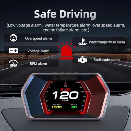 Velocímetro GPS con Diagnóstico OBD2 Inteligentemente Proyectado en Parabrisas 6