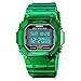 Outdoor Sports Unisex Watches Back Light Digital Watches Transparent Multifunctional Wristwatch Casual Style Stopwatch Date 5Bar Waterproof (Green)