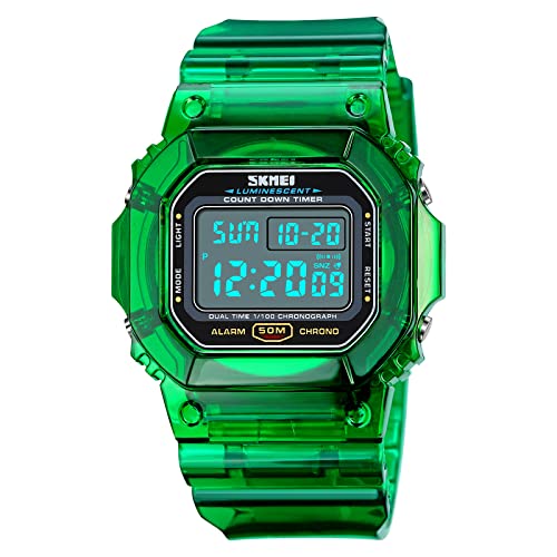 Reloj de pulsera digital unisex resistente al agua con luz LED 6