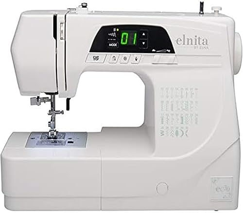 EC30 - Máquina de coser computarizada con 30 tipos de puntadas, pantalla LED, enhebrador de agujas y control de pedal