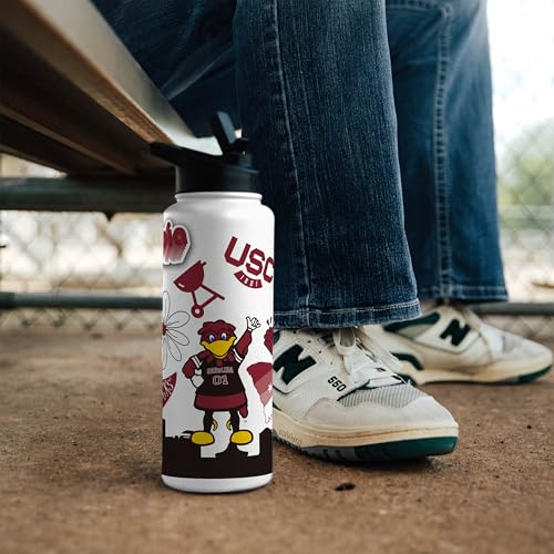 Image of Logo Brands NCAA Native 34 oz Quencher Water Bottle - | Local Icons Design | Double-Wall Insulated| Leak-Proof Lid & Built-In Straw