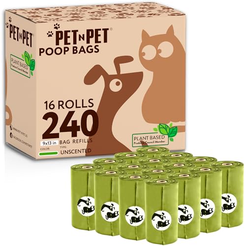 Image of Pet N Pet Poop Bags For Dogs, 240 Counts Plant Based Dog Poop Bags Rolls, Thick Doggie Poo Bag, 100% Leak-proof, Easy to Use Pet Waste Bag