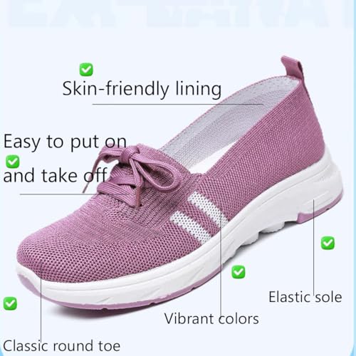 Women’s Breathable Knit Slip-On Sneakers with Bow, Summer Low Top Lightweight Casual Shoes for Everyday Comfort4