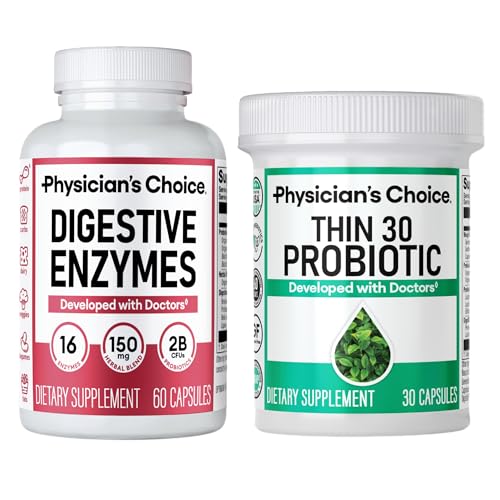 Physician's CHOICE - Beat Bloat + Support Weight Management Bundle: Digestive Enzymes + Thin-30 Probiotic