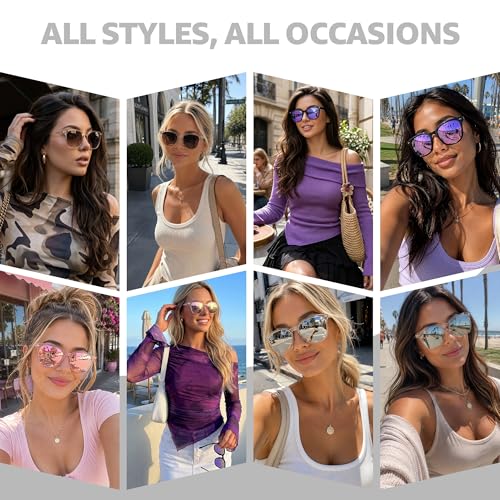 Image of Myiaur Polarized Sunglasses for Women, Square Mirrored Trendy Shades with UV Protection Reduce Glare Sun Glasses