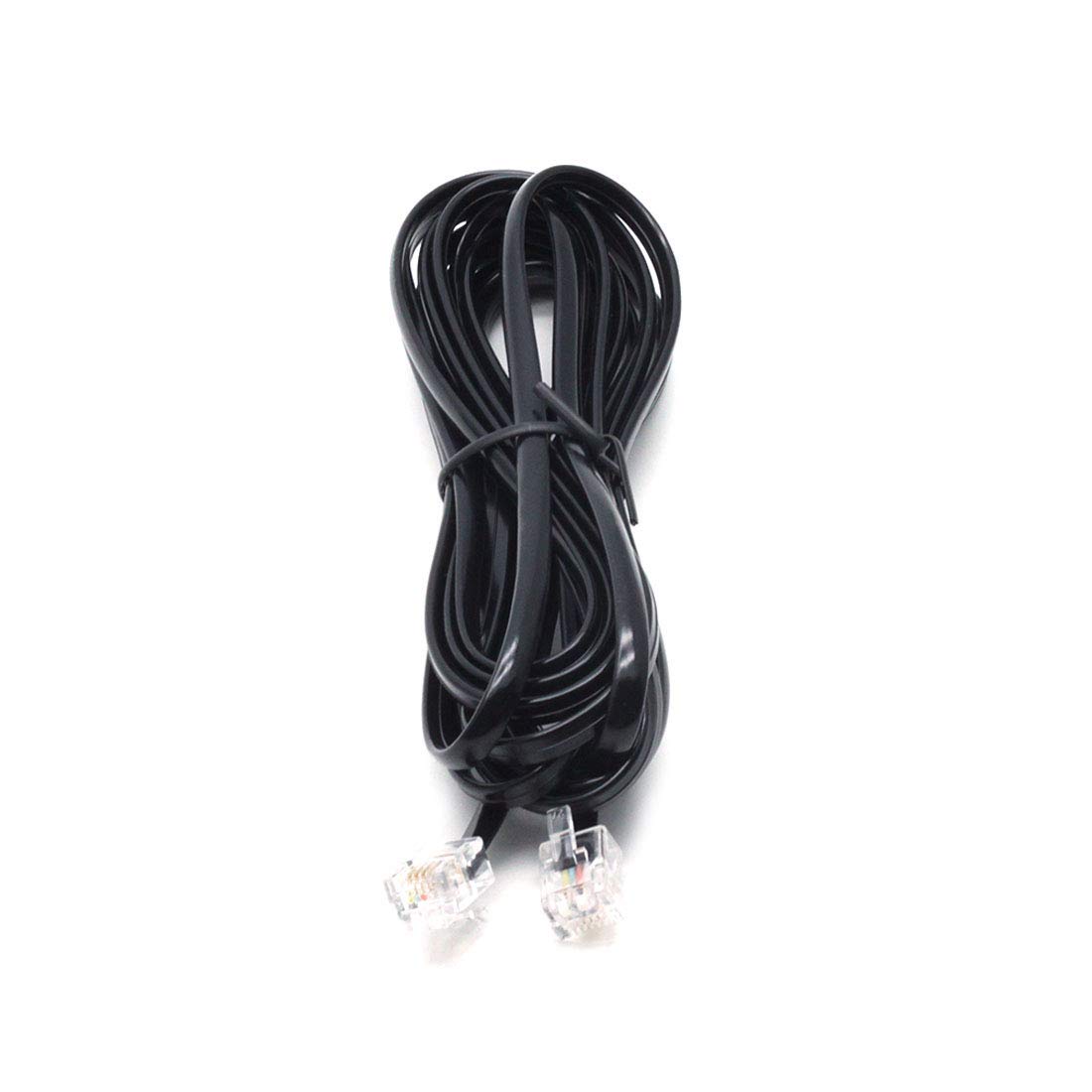 Sscon Telefon-Festnetz-Verlängerungskabel, Kabel mit Standard-RJ-11 6P4C-Stecker, Schwarz, 5 Stück