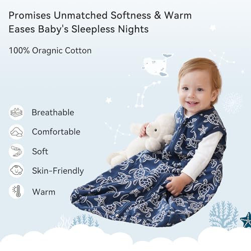 Image of Baby Sleep Sack 0-6 Months 0.5 Tog Wearable Blanket Baby, 3 Pack 100% Cotton Lightweight Sleeping Sack with 2-Way Zipper for Newborn Infant Shark