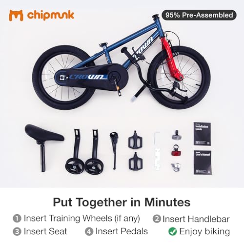 Image of Chipmunk Kids Bike 12 14 16 18 Inch Bicycle with Training Wheels Beginners Boys Girls Ages 3-10 Years Multiple Colors