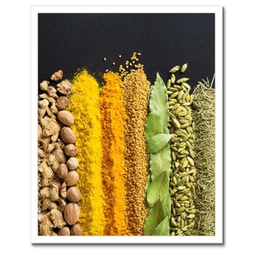 Poster ensemble d'épices colorées cadre noir 40 x 50 cm pour relooker un mur vide sans travaux