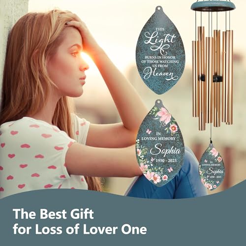 Image of ASTARIN Wind Chimes for Loss of Loved One, Personalized Sympathy Wind Chime for Women, Windchimes Outdoors Deep Tones, Remembrance /Sympathy Gifts Loss of Mother(Produced in Texas)