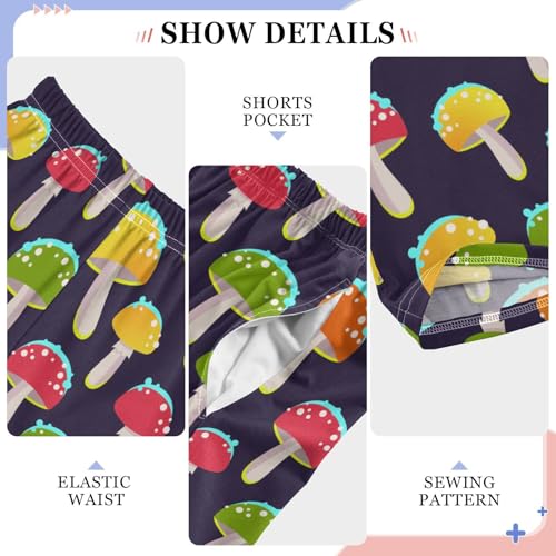 ZZXXB Colorful Mushroom Boys Long Pants Soft Trousers Elastic Waist Kids Lounge Bottoms with Pockets S-XL4