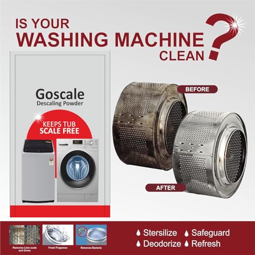 Image of L G Washing Machine Cleaner Descale Powder Descaling Appliance Quick Drum Descale Deep Cleaning for Semi and Fully Automatic Front and Top Load Tub Clean Pouches 100g (Packet Of 5)