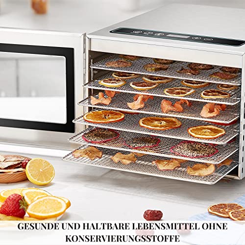 Edelstahl Dörrautomat mit Temperaturregler | 24h Timer | 360° Luftzirkulationssystem | Dörrer | (30-90°C) | Dörrgerät | Obsttrockner | Obst und Fleisch- Dörrapparat | Digitales Display | 6 Etagen – Bild 5