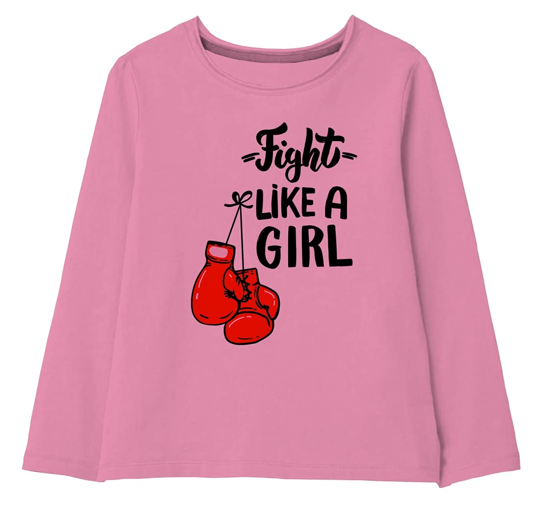 x2o Camisetas de manga completa estampadas de algodón para niñas (paquete de 1) (rosa 1) (2-3 años)