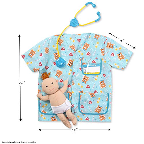 Image of Melissa & Doug Nurse Costume, Pretend Play Dress Up Set (8-Pc) Scrubs, Stethoscope & Accessories, Role Play Toys for Kids 3+