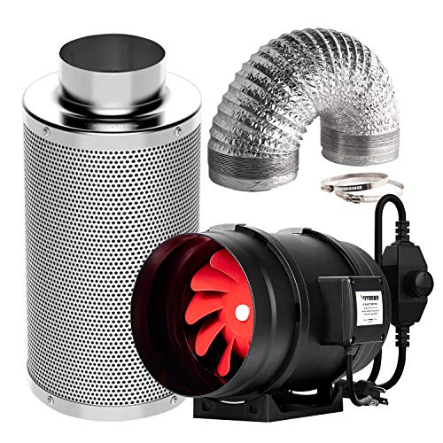 VIVOSUN 8 Inch 720 CFM Inline Fan with Speed Controller, 8 Inch Carbon