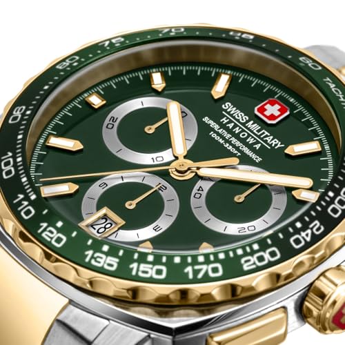 Image of Swiss Military Hanowa Speed Well Men's Analog Watch - Bold Green Dial, Sporty Swiss Design - SMWGI0006804