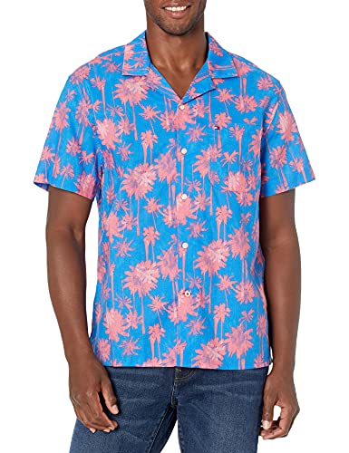 Tommy Hilfiger Men s South Beach Short Sleeve Button Down Shirt in Custom Fit, Palace Blue, MD
