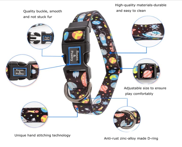 Cosyhome london Adjustable Nylon Dog Collar with Patterns, Soft Comfy Pet Collar for Small Medium Large Dogs (blue bones, m) - Image 4
