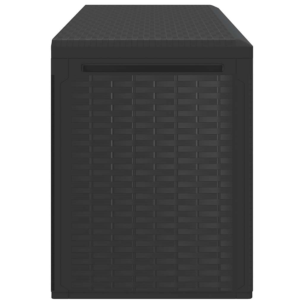 Contenitore da giardino antracite 114 x 47 x 60 cm, grande baule esterno in polipropilene per cuscini, cuscini, coperte, ideale per terrazza e balcone.