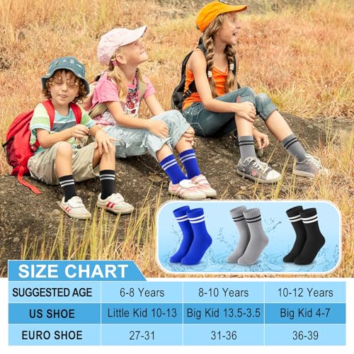 Geyoga 3 Pairs Waterproof Socks for Kids Girls Boys Outdoor Wading Socks Breathable Skiing Hiking Socks for Travel Camping2