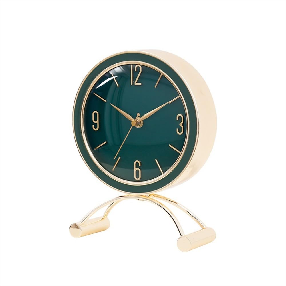 shangguanyun456 Vintage table clock Simple Desk Clocks Fashion Living Room Home Table Clock Decorative Tabletop Silent Desktop(Green)