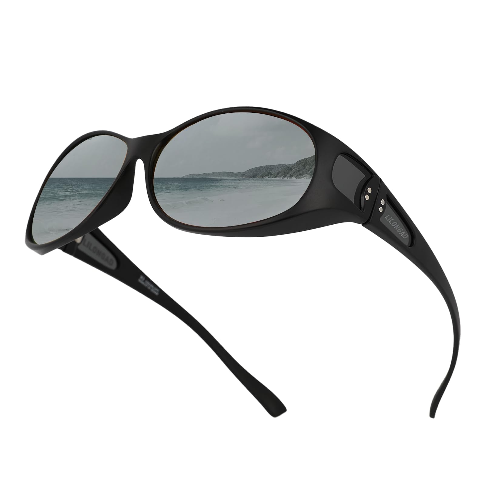 Lentes de sol polarizados que se ajustan sobre envolventes, evitan daños oculares por los rayos ultravioleta, antirreflejos, peso ligero, 100% protección UV para hombres y mujeres, espejo