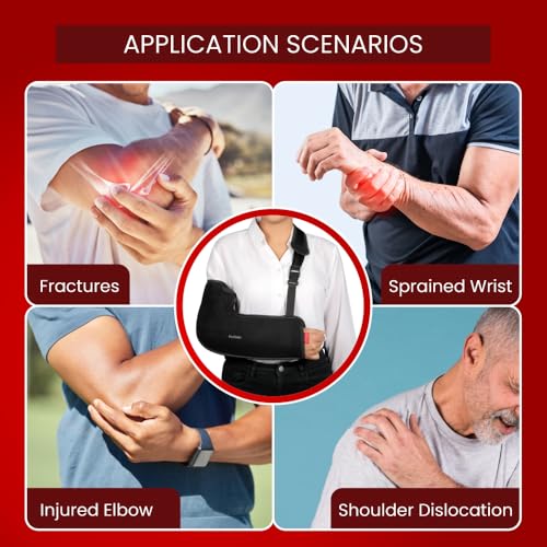 Image of Dr.Ortho Arm Sling Tropical Support Brace | Shoulder Support for Fracture, Immobilization, Prevents Shoulder Dislocation, Skin Friendly & Breathable Material | Black - Small