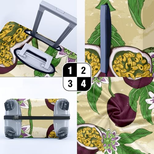 Travel Suitcase Cover Stretchable Luggage Protector with Secure Fastenings Wheel Guard Handle Access Slots Personalized Stylish Patterns Water-Resistant Material Passion Fruits4
