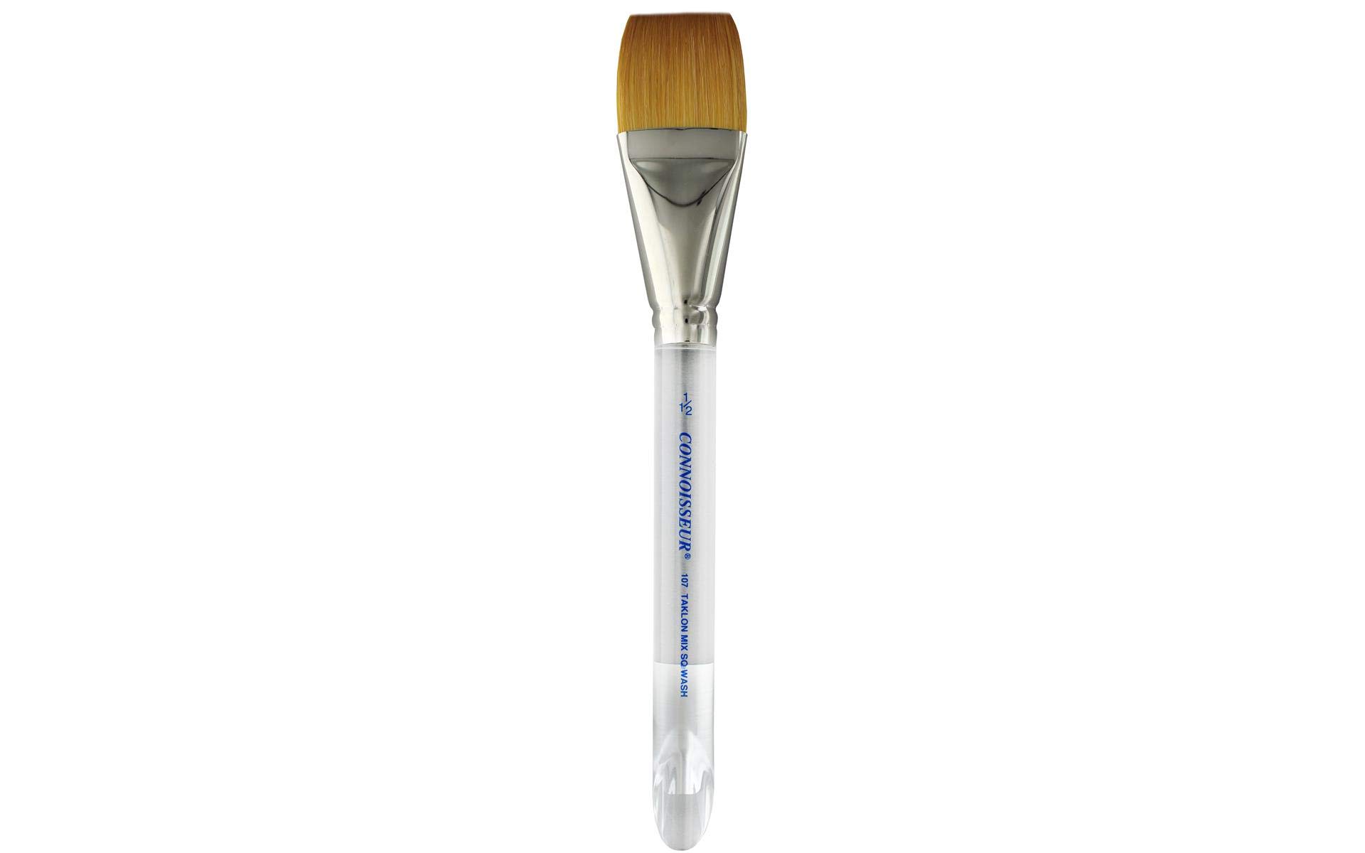Connoisseur Golden Taklon Natural Hair Mix Brush Flat Watercolor 1.5"