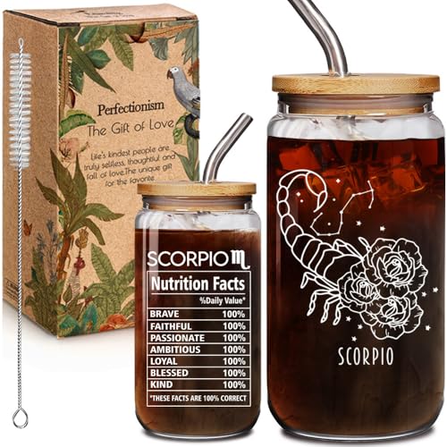 Scorpio Zodiac Beer 16oz Can Glass Cup Constellation Christmas Gift for November Birthday Women...