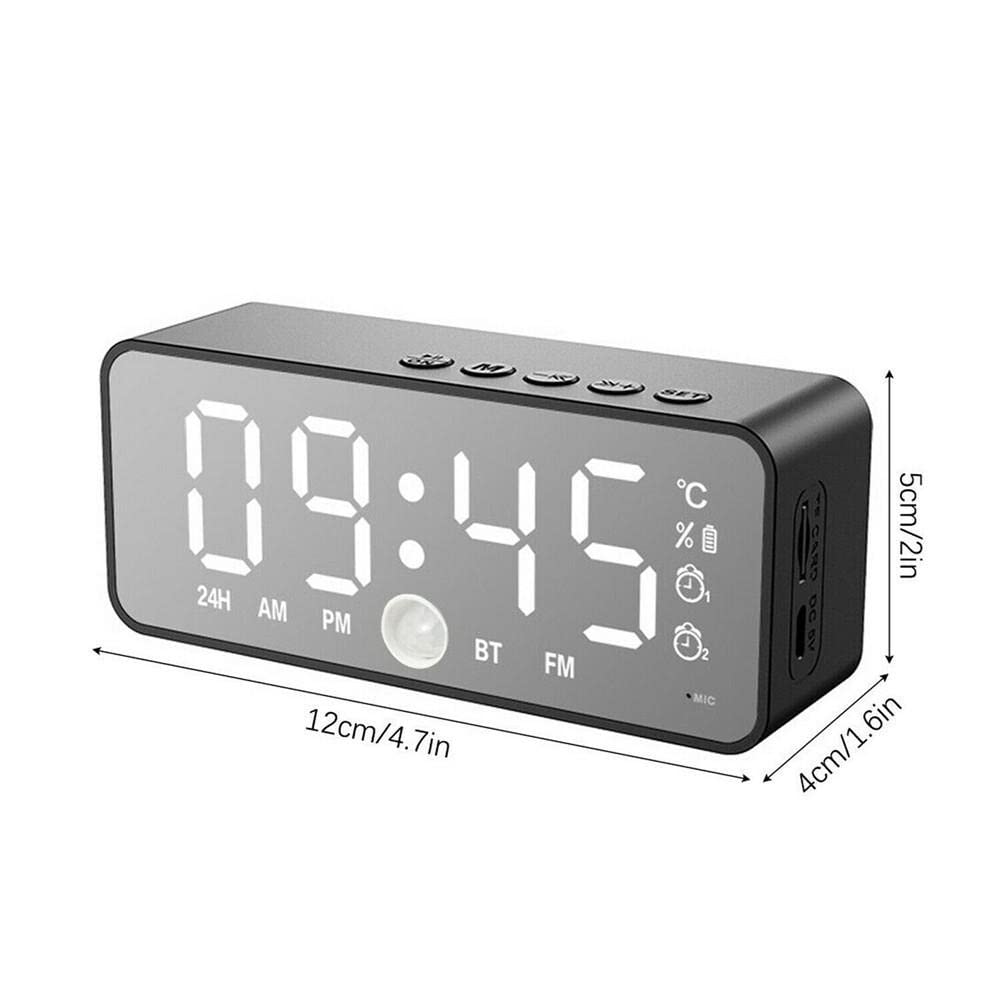 LED cyfrowy elektroniczny zegar na biurko drzemka lustro budzik sterowanie głosem wyświetlacz czasu temperatury Bluetooth (kolor: A) (C)