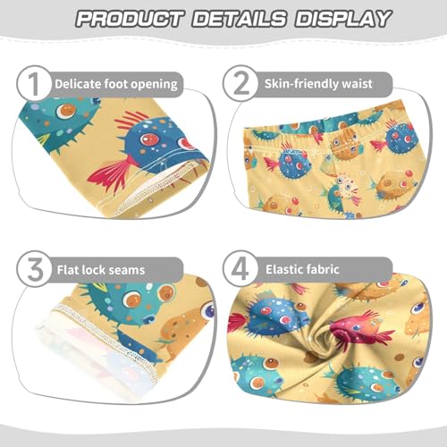 Cute Puffer Hawaiian Fish Kids Girl's Legging Soft Full Length Lounge Pants Exercise3
