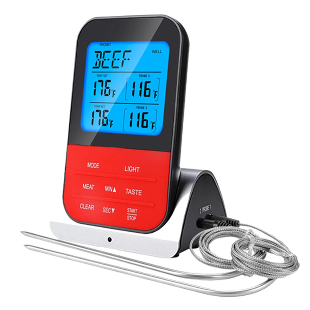 PRETYZOOM Termómetro Inalámbrico para Carne y Cocina, Control Remoto, sin Batería, Temperatura 0℃-250℃, para Asar, Hornear y Ahumar