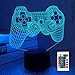CooPark lampka nocna z grawurą konsoli do gry, z iluzją 3d, dla dzieci, 16 kolorów zmienianych za pomocą pilota zdalnego sterowania, dekoracja pokoju dziecięcego na Boże Narodzenie, jako prezent urodzinowy, dla chłopców i dziewczynek