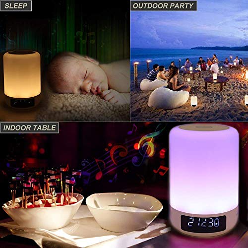 Ysd Bedside Lamp With Bluetooth Speaker, Touch Sensor Table Lamp, Dimmable Warm White Light & Color Changing Rgb, Alarm Clock & Hands Free Call Gifts For Women Men Teens Kids Children. #TOP3