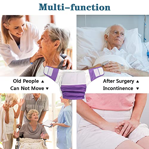 2 Pack Adult Cloth Diapers With Diaper Inserts, Washable Reusable Adult Diaper Cover Elderly Incontinence Protection Nappies Underwear Adult Diaper For Women Man, Waist 39.4-53.2” (Purple Xl) #TOP5