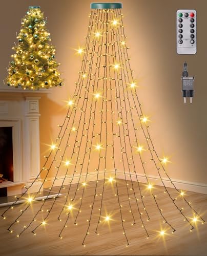 DawnMeet Lichterkette Weihnachtsbaum Baum mit Fernbedienung, 400 LED 2...